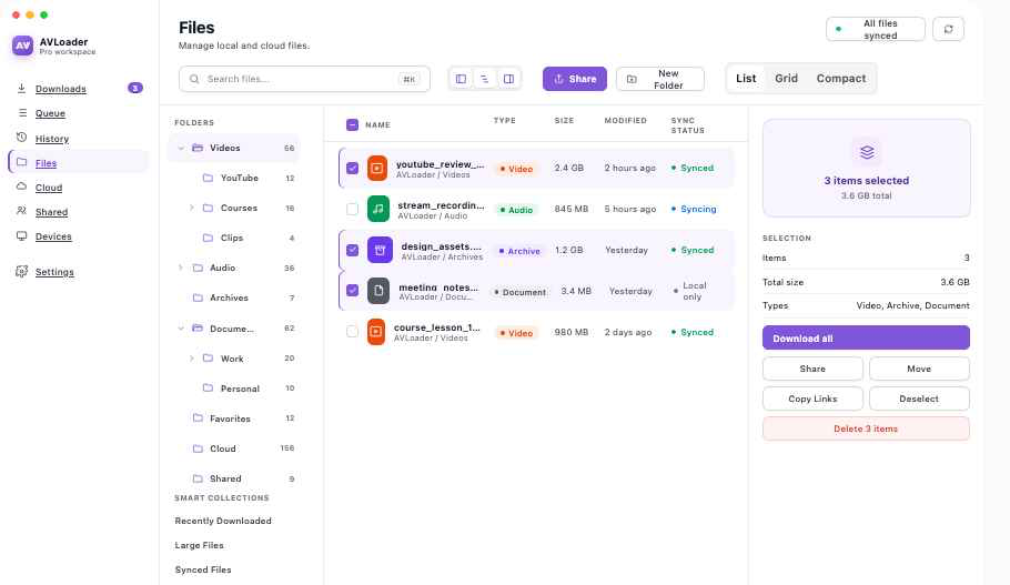 File organization with multi-select